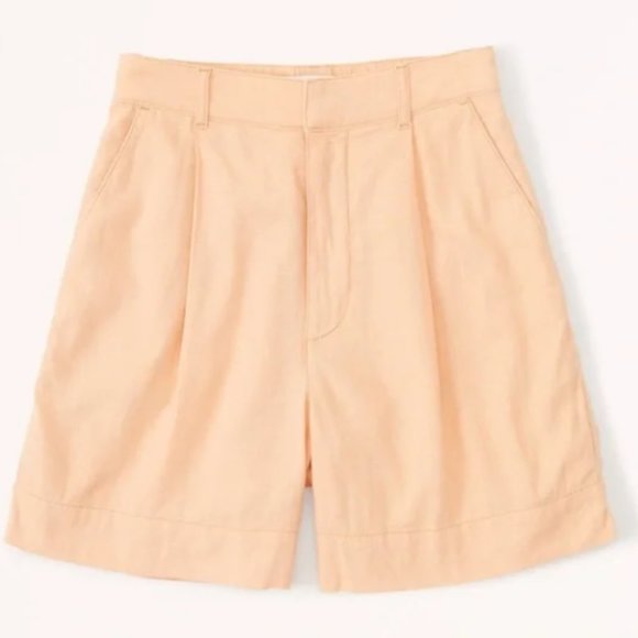 Abercrombie & Fitch Pants - Abercrombie & Fitch Linen Blend Tailored Pleated Front Orange Shorts